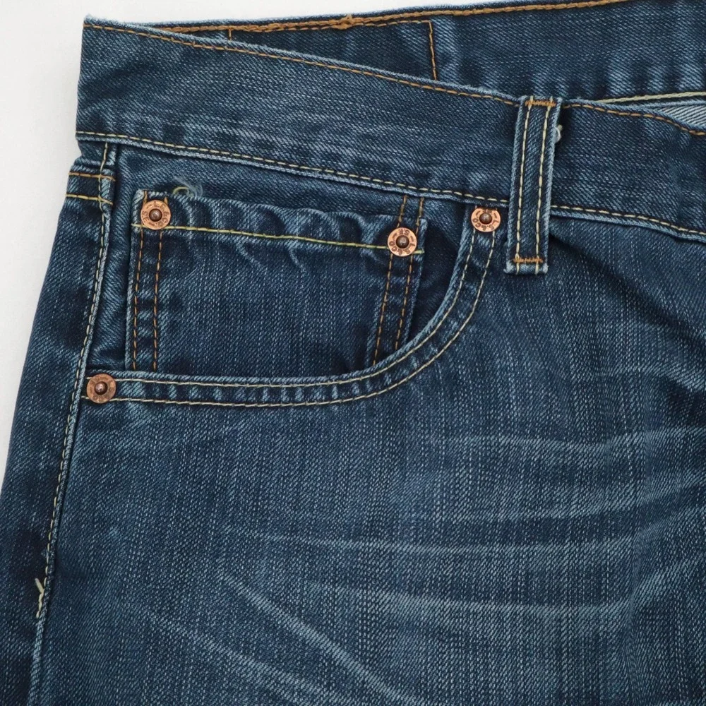 Levis 501 Original Fit Mens Jeans 34x34 Dark Blue Denim Button Fly Straight Leg